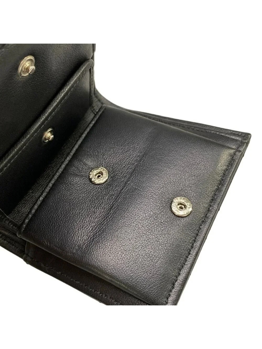 Chanel Bifold Wallet Quilted AP Black Silver Star Rhinestone Lambskin